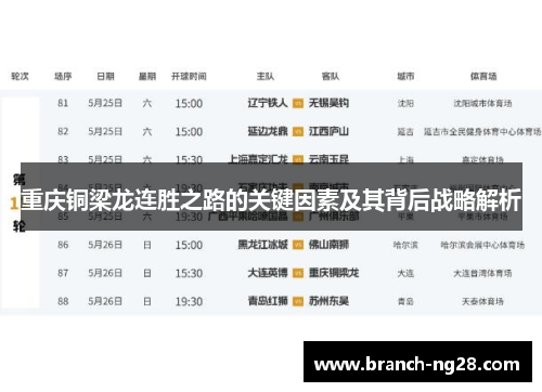 重庆铜梁龙连胜之路的关键因素及其背后战略解析 重庆铜梁龙连胜之路的关键因素及其背后战略解析